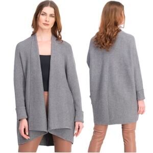RD Style Oversized Drape Front Ribbed Soft Knit Cardigan Sweater Grey Gray XL